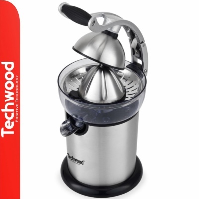 Espremedor elétrico Techwood aço inox e plástico transparente com alavanca