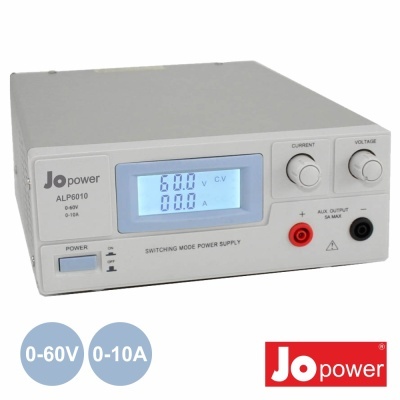 Fonte de alimentação Jo Power ALP6010 com display digital azul e botões de controlo