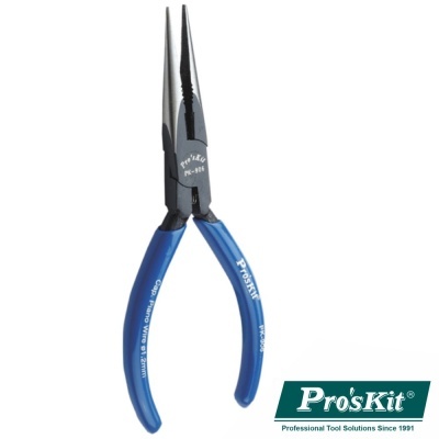 Alicate de ponta fina Pro'sKit com cabo azul e corpo metálico