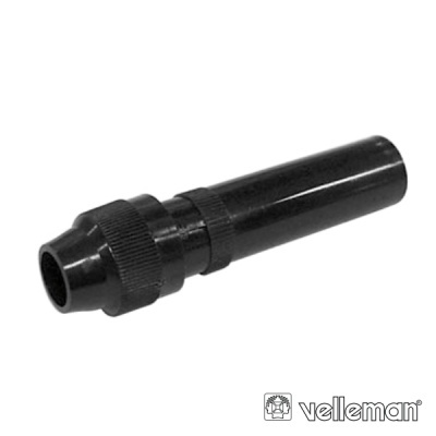 Tubo ou bocal preto cilíndrico de plástico com parafuso estriado da marca Velleman