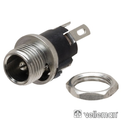 Conector fêmea de metal para antena coaxial com rosca e porca de fixação