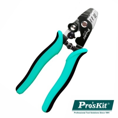 Alicate de crimpar Pro'sKit com cabo azul e preto e metal polido