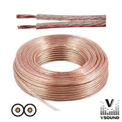 Rolo de fio de cobre transparente com logo VSOUND