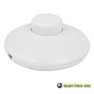 Interruptor de pressão branco redondo com botão central e logótipo ELECTRO DH