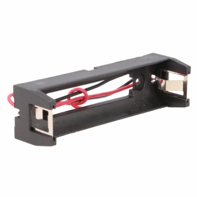 Suporte para pilha AA preto com fios vermelhos e pretos