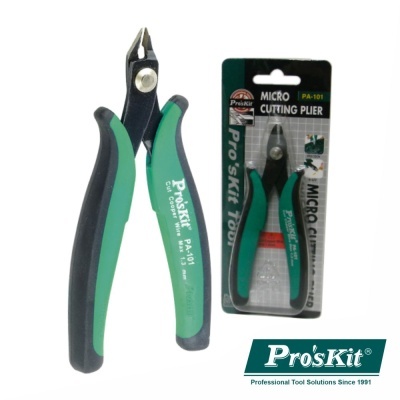 Alicate de corte micro Pro'sKit PA-101 com punhos verdes e pretos