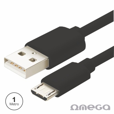 Cabo USB preto com conectores tipo A e micro-B