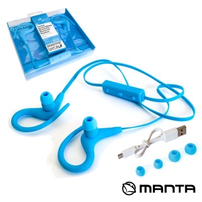 Auriculares desportivos Manta azuis com cabos e acessórios