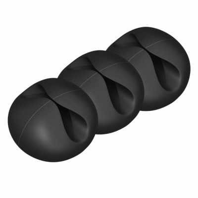 Organizadores de cabos redondos pretos com design ondulado