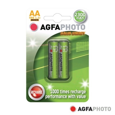 Pilha recarregável AA AGFAPHOTO 2300mAh em embalagem verde