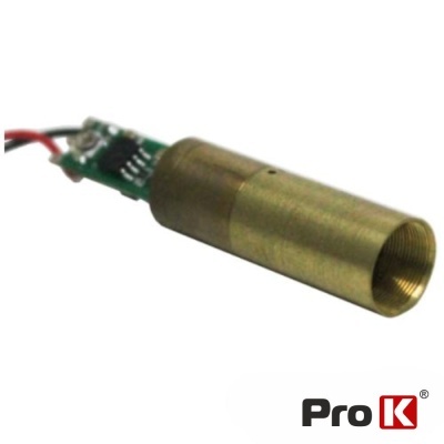 Componente eletrónico cilíndrico dourado com placa verde e circuito, logótipo Pro K