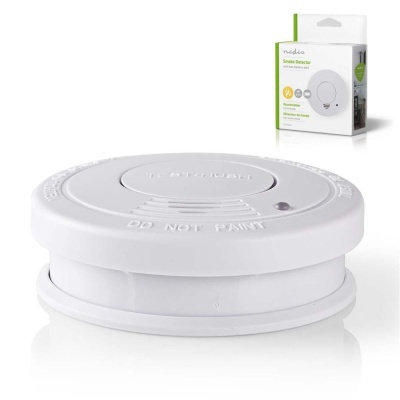 detector de fumo redondo branco com embalagem Nedis