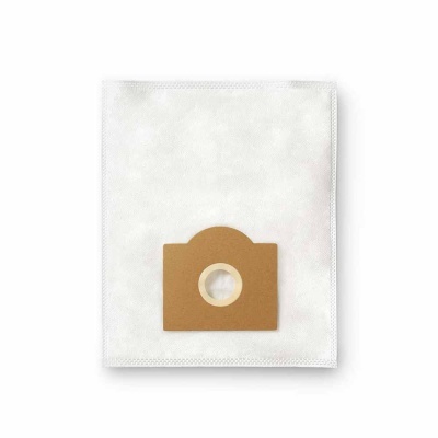 Saco para aspirador de pó branco com reforço castanho e orifício circular