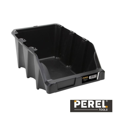 Caixa organizadora preta de plástico PEREL com etiqueta e código de barras