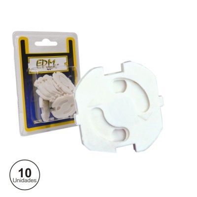 Conjunto de 10 protetores brancos em plástico em embalagem blister com marca EDM
