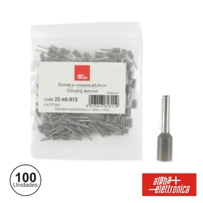 Pacote e terminal de crimpar cinzento de 3,4 mm da Alpha Elettronica