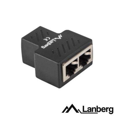 Adaptador Lanberg USB com duas entradas Ethernet RJ45 preto