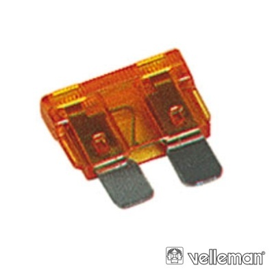 Fusível automóvel laranja com terminais metálicos número 7