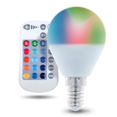 Lâmpada LED colorida com comando remoto branco