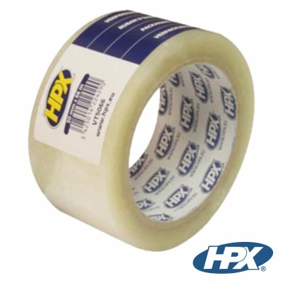 Rolo de fita adesiva transparente HPX com etiqueta e logo no interior