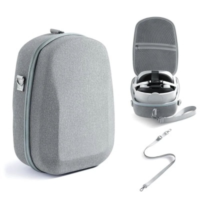 Mala de transporte rígida cinzenta com alça para transportar