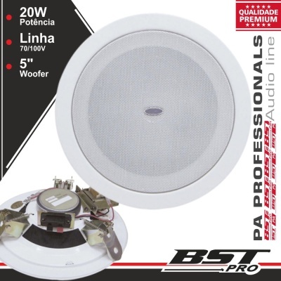 Coluna de teto branca redonda com grelha metálica e detalhes gráficos