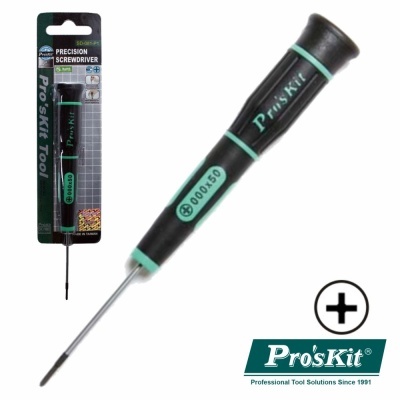 Chave de fendas de precisão preta com detalhes verdes e embalagem Pro'sKit