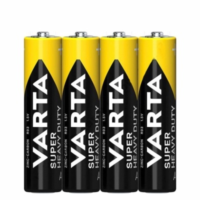 quatro pilhas VARTA Super Heavy Duty amarelas e pretas