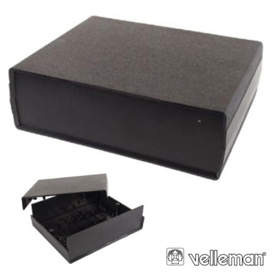 Caixa preta plástica Velleman para componentes eletrónicos com tampa