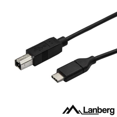 Cabo USB tipo B para USB tipo C preto da marca Lanberg