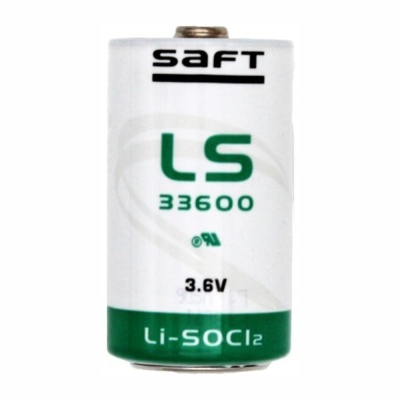 Pilha cylindrical SAFT LS 33600 3.6V Li-SOCl2 branca e verde