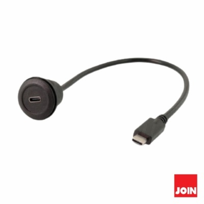Cabo USB-C preto com entrada USB-C e logo JOIN