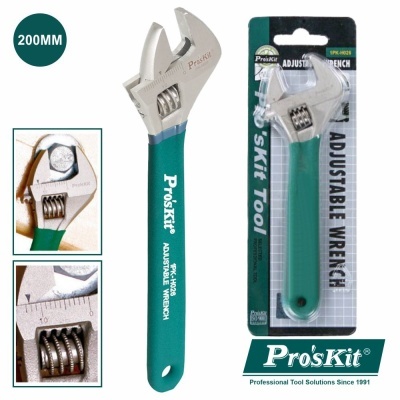 Chave inglesa ajustável Pro'sKit verde embalada em blister