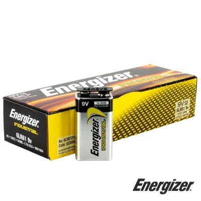 bateria Energizer Industrial 9V 6LR61 com embalagem amarela e preta