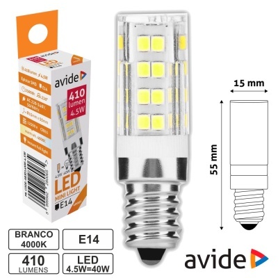 Lâmpada LED mini light avide E14 4,5W 410 lumens 4000K