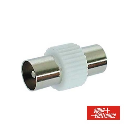Conector coaxial metálico com corpo plástico branco para antena