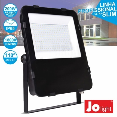 Refletor LED preto Jo light 200W 4000K IP65 18000 lumens 110°