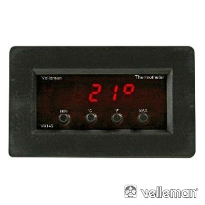 Painel digital preto Velleman com display vermelho e botões