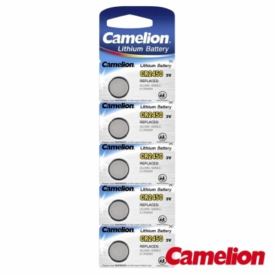 Embalagem de cinco pilhas de lítio Camelion CR2450 3V