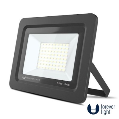 refletor LED preto com suporte e múltiplos LEDs visíveis