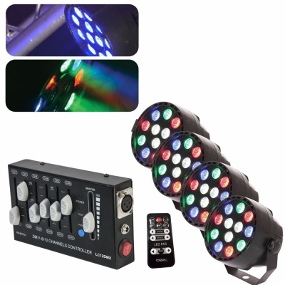 Kit luzes LED RGB com controlador DMX e comando remoto