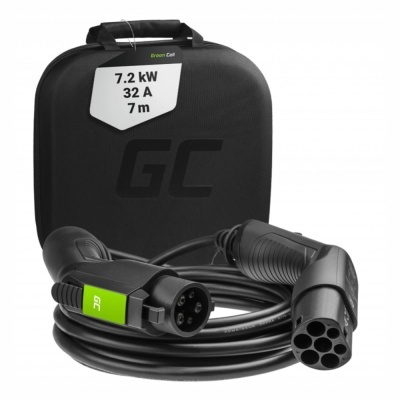 Cabo de carregamento elétrico com conectores e bolsa preta