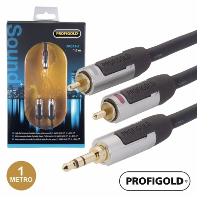 Cabo de som Profigold com conetores RCA e jack em embalagem