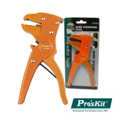 Alicate desencapador de fios Pro'sKit laranja com embalagem