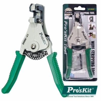 Alicate descarnador de fios Pro'sKit com empunhadura verde em embalagem plástica