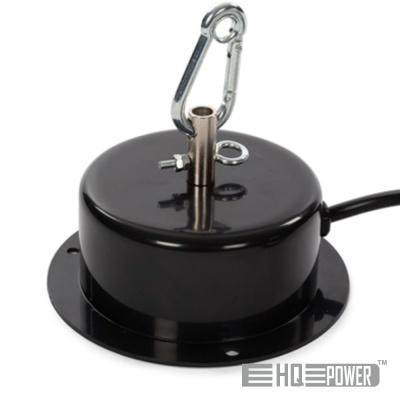 Base preta com gancho metálico e cabo preto, marca HQ POWER no fundo