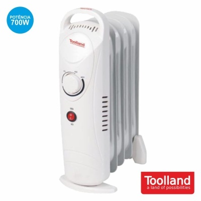 Aquecedor ambiente branco Toolland 700W com controlo e interruptor