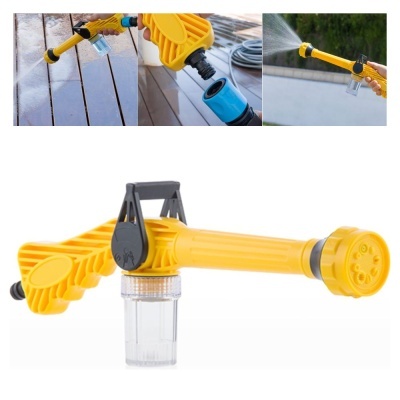 Pulverizador manual amarelo com reservatório transparente para detergente