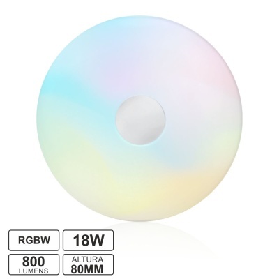 Disco LED RGBW de 18W com 800 lumens e altura de 80MM