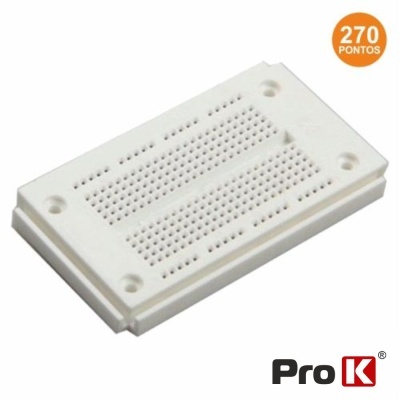 Protoboard branco com 270 pontos e marca Pro K